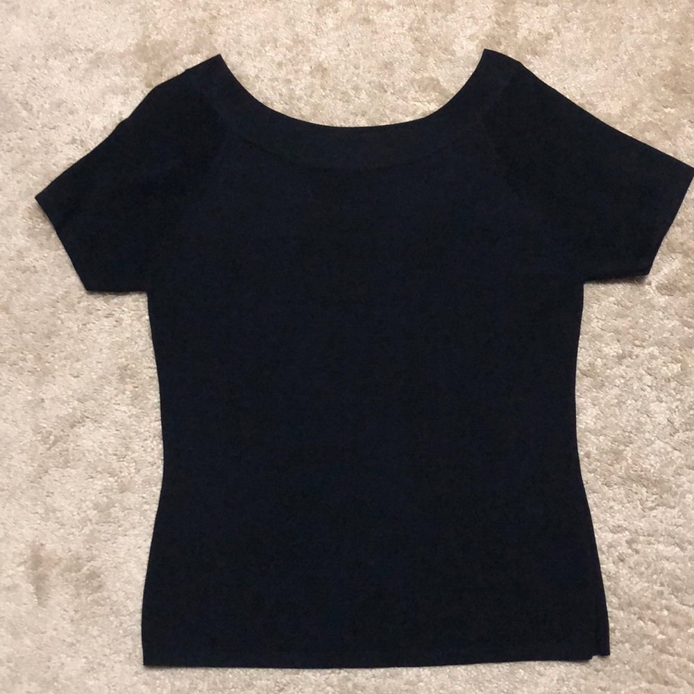 Black Boat Neck Blouse Size: Medium